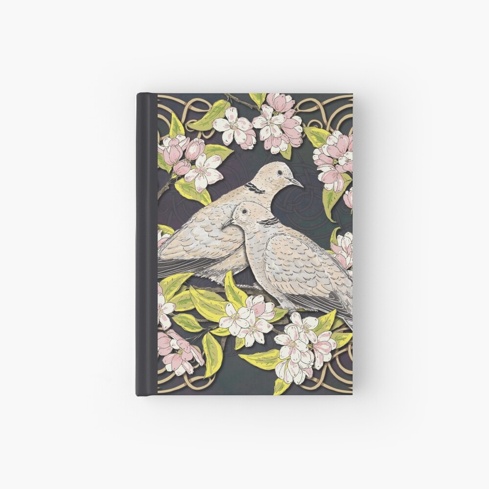 Celtic Collared Doves in Blossom Hardcover Journal