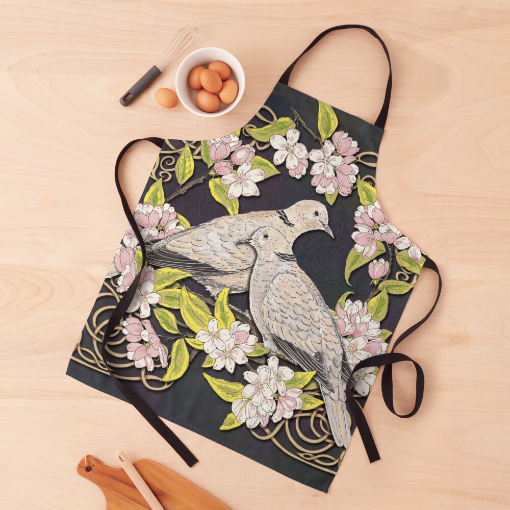 Celtic Collared Doves in Blossom Apron