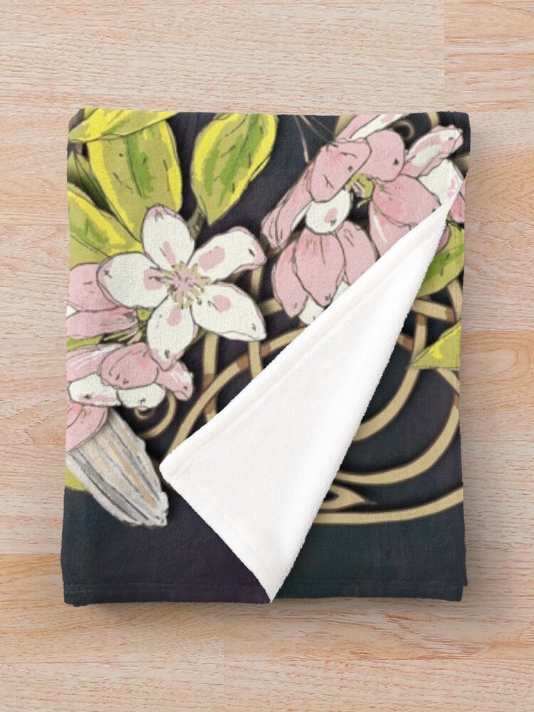 Alternate view of Celtic Collared Doves in Blossom Throw Blanket