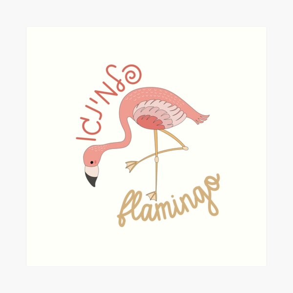 Item preview, Cute Flamingo with Name in Hebrew and English designed and sold by JMMJudaica.