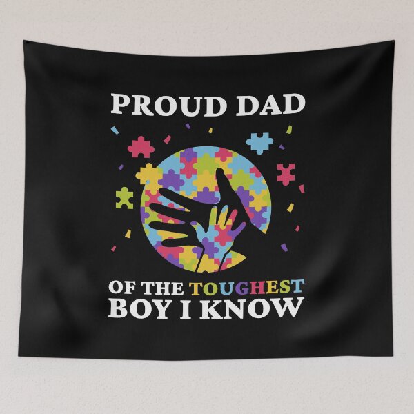 Item preview, Proud Dad Of The Toughest Boy I Know Autism Awareness Month Autistic ASD Autism Spectrum Puzzle Disorder Tee designed and sold by shirti.