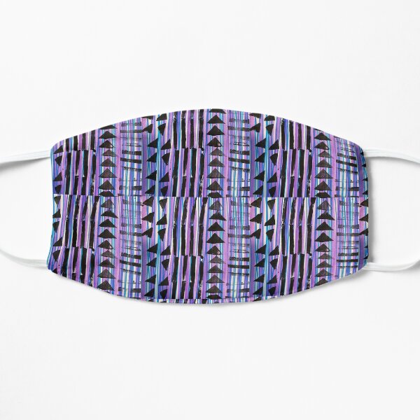 Kente Cloth Pattern Stamped - Purple Blue Black Flat Mask