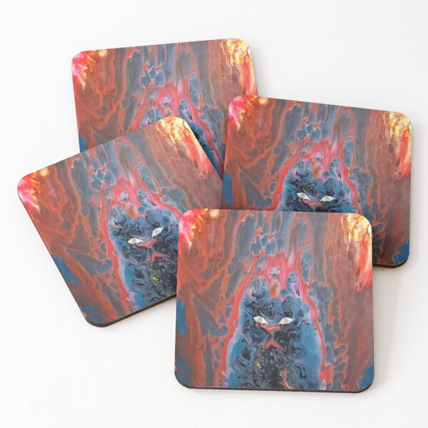 Item preview, abstract cat on fire background of Acrylic abstraction liquid acrylic print for clothes artwork by Martisha Sea designed and sold by MartishaSea.