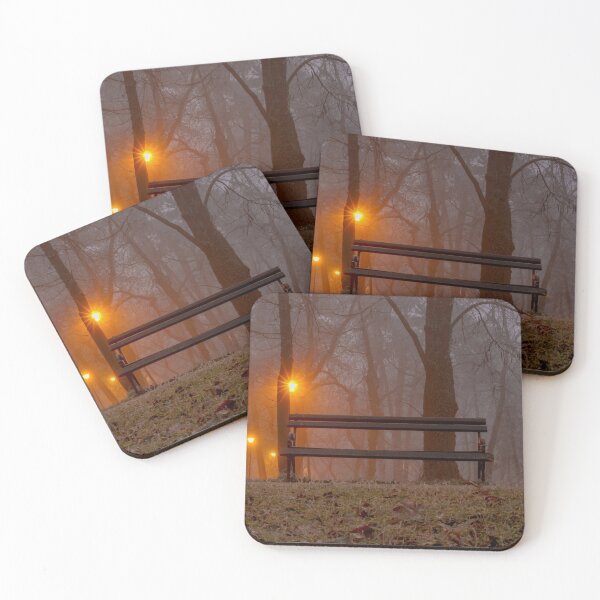 Item preview, Bench in foggy forrest park in Subotica, Serbia designed and sold by nikola993.