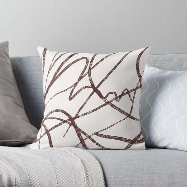 Abstract Brown Lines Throw Pillow