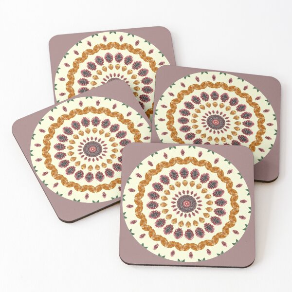 Item preview, November Birthday Chrysanthemum Flower & Citrine Birthstone Mandala designed and sold by TrendyArtPrints.
