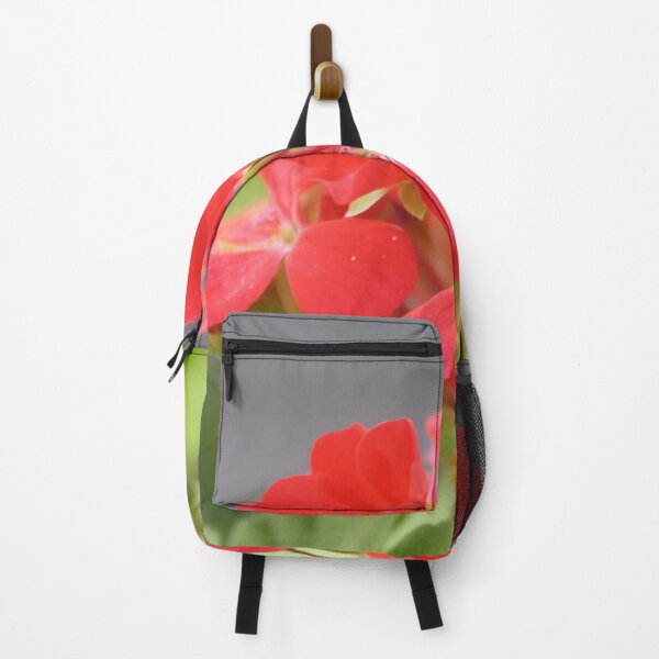 Item preview, Red Geranium Close Up Against Green and Grey designed and sold by taiche.