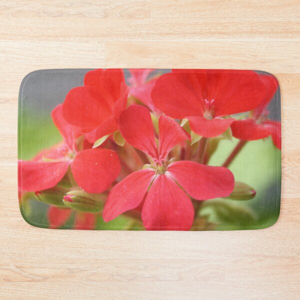 Item preview, Red Geranium Close Up Against Green and Grey designed and sold by taiche.