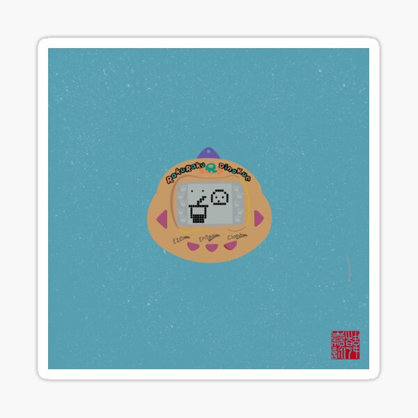 Nostalgic Dinkie Dino Tamagotchi Virtual Pet Art Print by PockyParty Sticker
