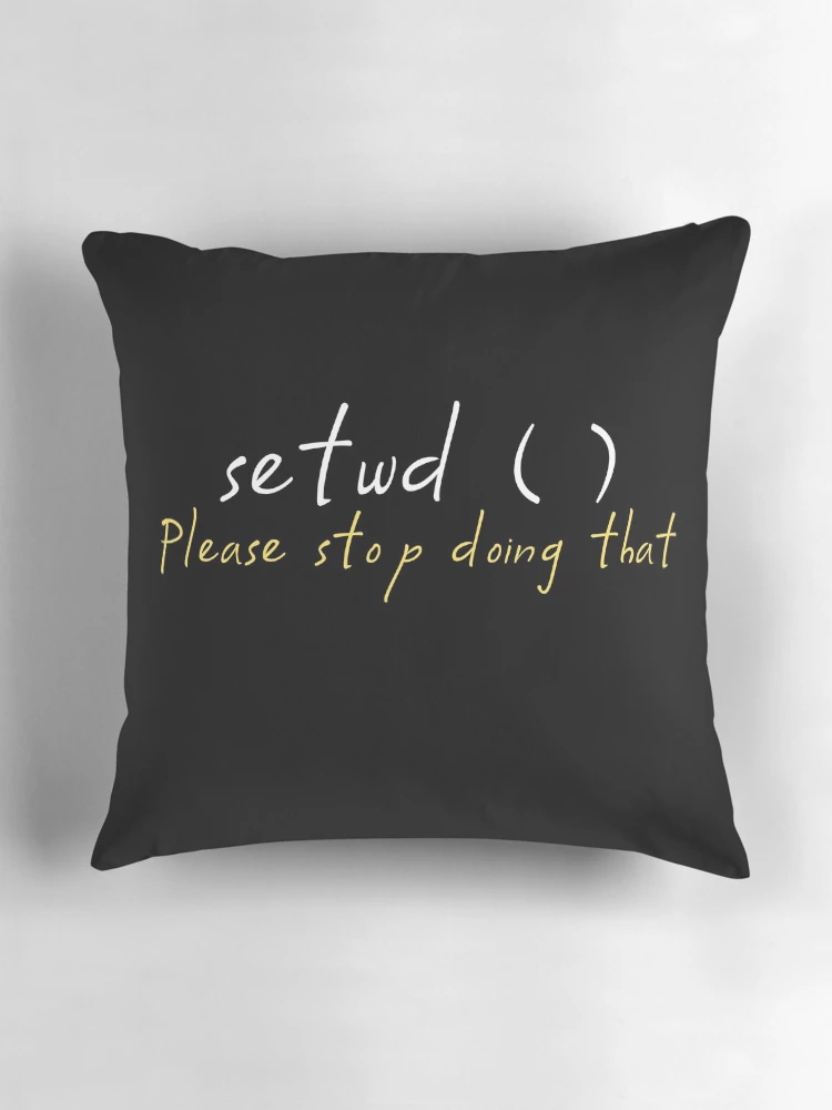 Thumbnail 3 of 4, Pillow, setwd() please stop doing that - R programming - R packages designed and sold by Birdhead.