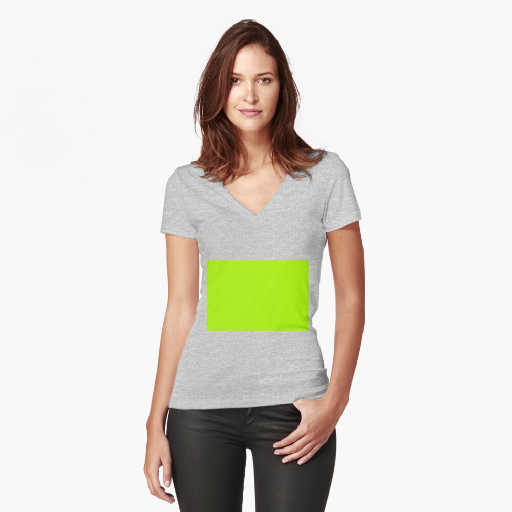 Lime Green Fitted V-Neck T-Shirt