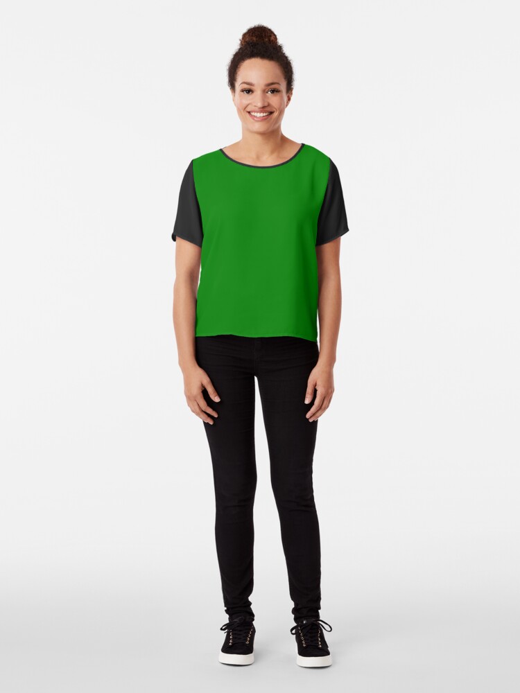 Alternate view of Solid Green Color Chiffon Top