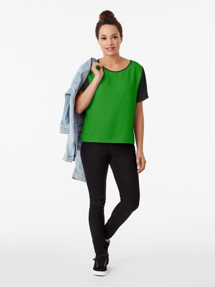 Alternate view of Solid Green Color Chiffon Top