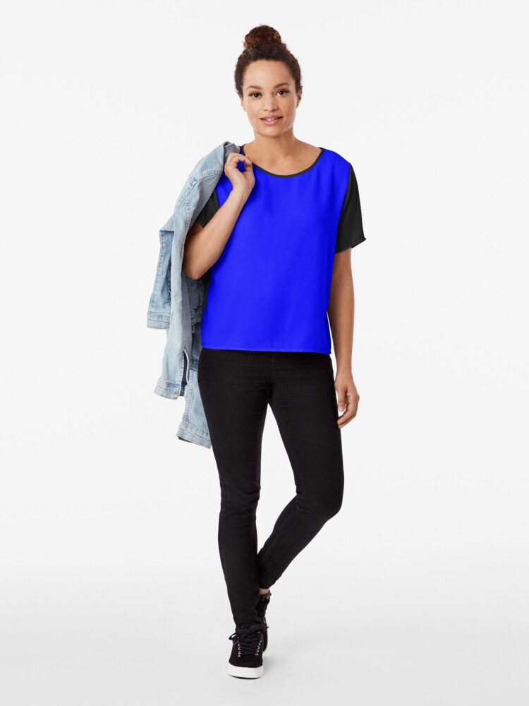 Alternate view of Solid Blue Color Chiffon Top