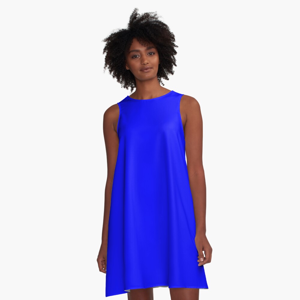 Solid Blue Color A-Line Dress