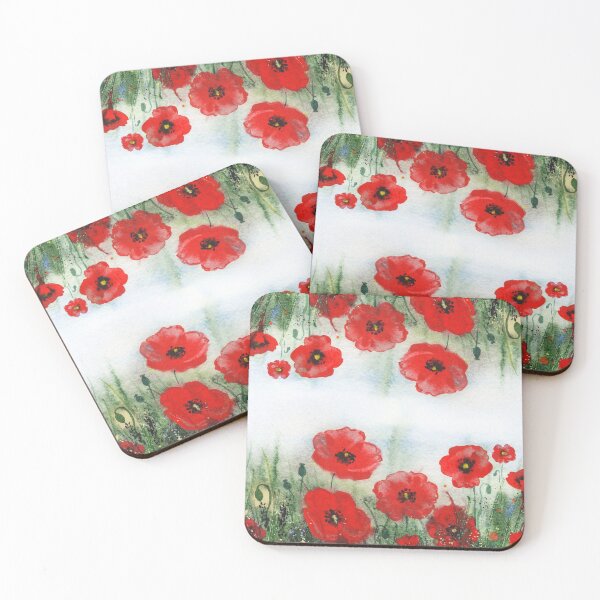 Item preview, Red Poppies Watercolor Pattern Beautiful Field Of Wildflowers  designed and sold by Irina Sztukowski.