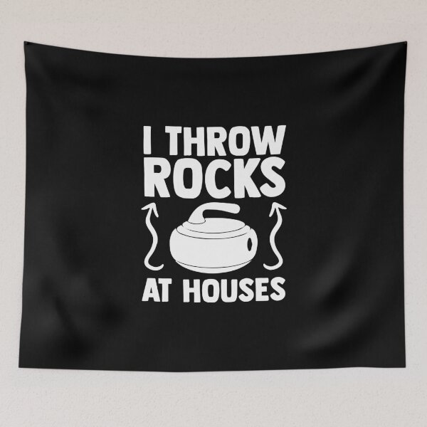 Item preview, I Throw Rocks at Houses Funny Curling Quote Curling Stone designed and sold by Nessshirts.