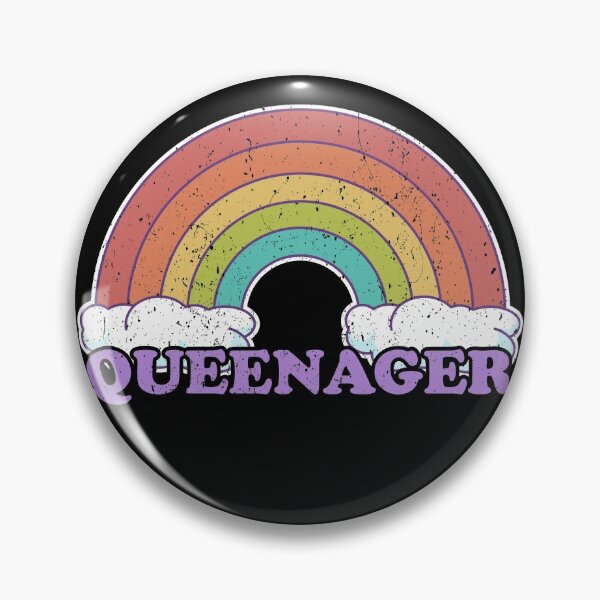Item preview, Queenager Retro Rainbow and Clouds designed and sold by Kawaiindoodle.