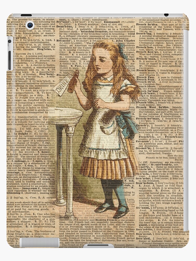 ART PRINT ON ORIGINAL ANTIQUE BOOK PAGE Tipsy Alice in Wonderland Dictionary 