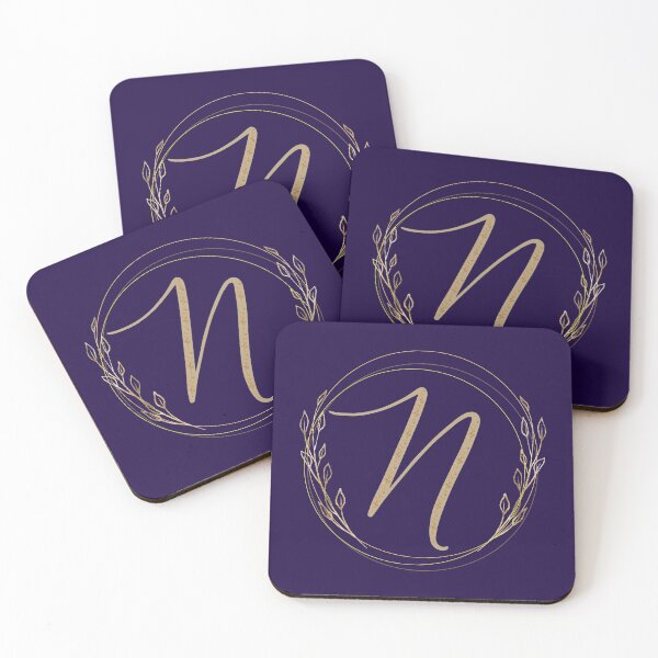 Artikelvorschau, Buchstabe N - Goldblätter auf blauem Hintergrund entworfen und verkauft von Rionda.