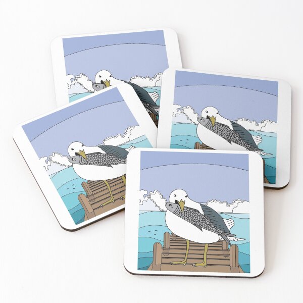 Item preview, Seagulls Birds In Nature With Fish designed and sold by flofin.