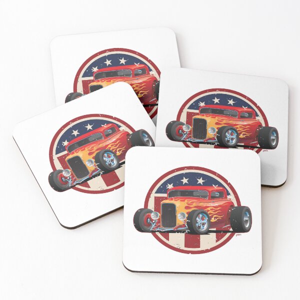 Item preview, Vintage American 32 Hot Rod Coupe Car Illustration designed and sold by hobrath.