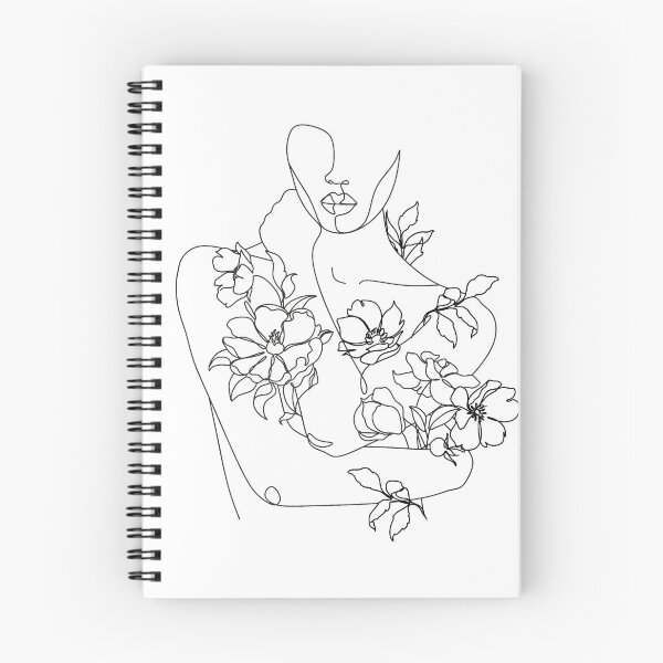 Item preview, Self love. woman hugs herself, flowers grow out Line Art Print. Woman With Flowers. Nude Line Art. designed and sold by OneLinePrint.