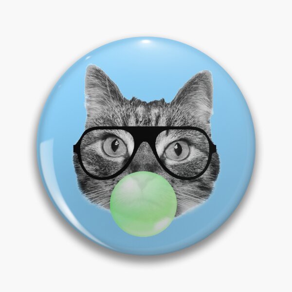 Item preview, Cute hipster cat wearing glasses and blowing a green bubble gum designed and sold by Purr95.