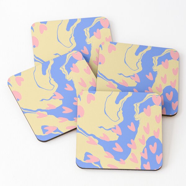 Item preview, Marble Hearts - Blue and yellow marble background with Pink Heart designed and sold by leahwinny.