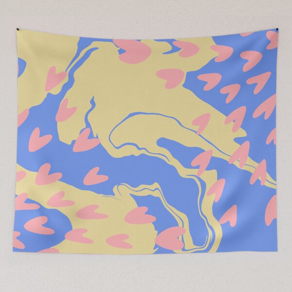 Item preview, Marble Hearts - Blue and yellow marble background with Pink Heart designed and sold by leahwinny.