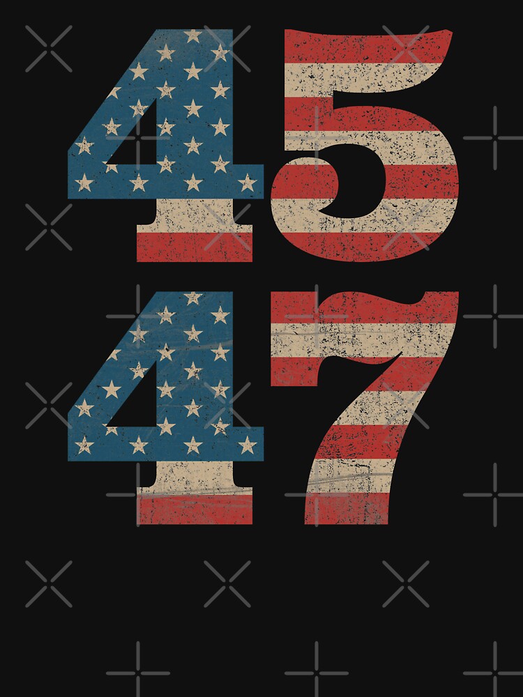 "45 47 Trump 2024 Vintage Usa American Flag" Essential T-Shirt For Sale ...