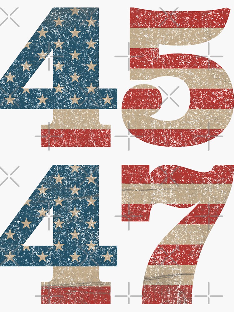 "45 47 Trump 2024 Vintage Usa American Flag" Sticker by Go-Fun | Redbubble