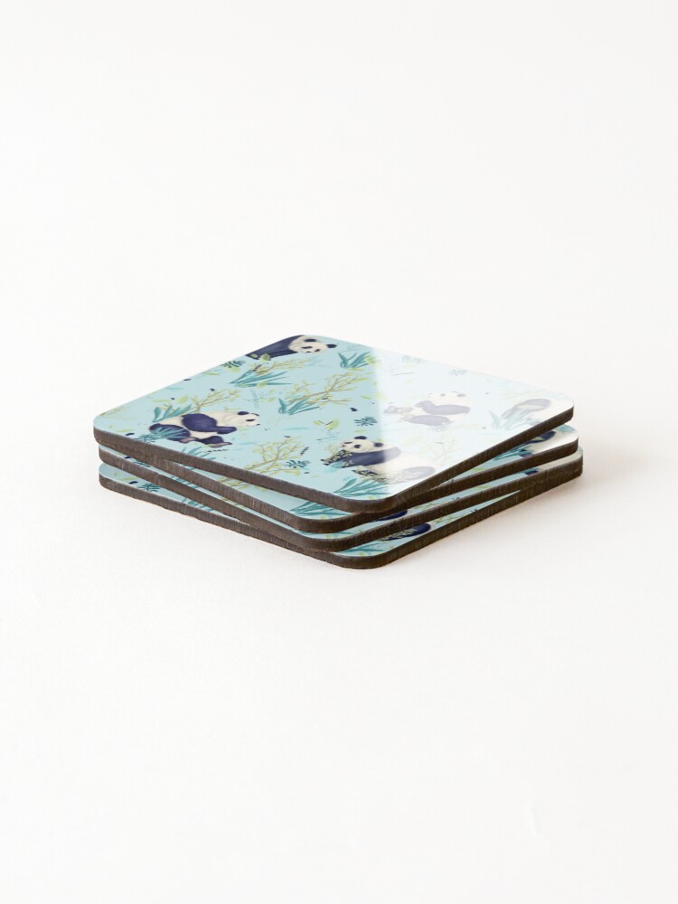 Thumbnail 4 of 5, Coasters (Set of 4), panda pattern designed and sold by studioMoSa.