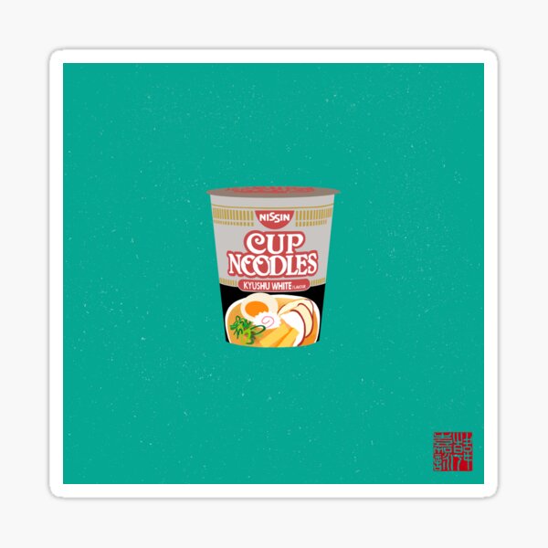 Nissin Cup Noodles Kyushi White Art Print by PockyParty Sticker
