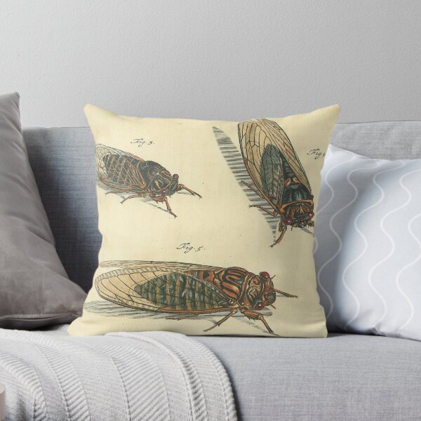 Cicada Print Throw Pillow