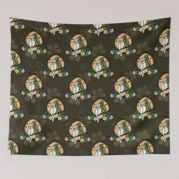 Item preview, White and Green  Tiki Love Birds Pattern designed and sold by drxgonfly.