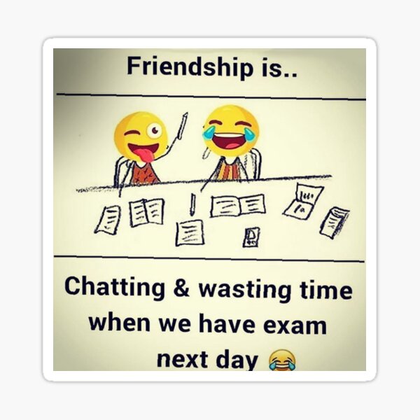 Friendship is chatting and wasting time when we have exam next day Sticker