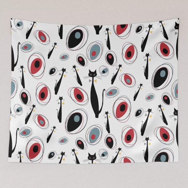 Item preview, Mid-Century Modern Art | Atomic Cats 1.0 Half-Drop Pattern  designed and sold by Old Urban Farmhouse Design Studio.