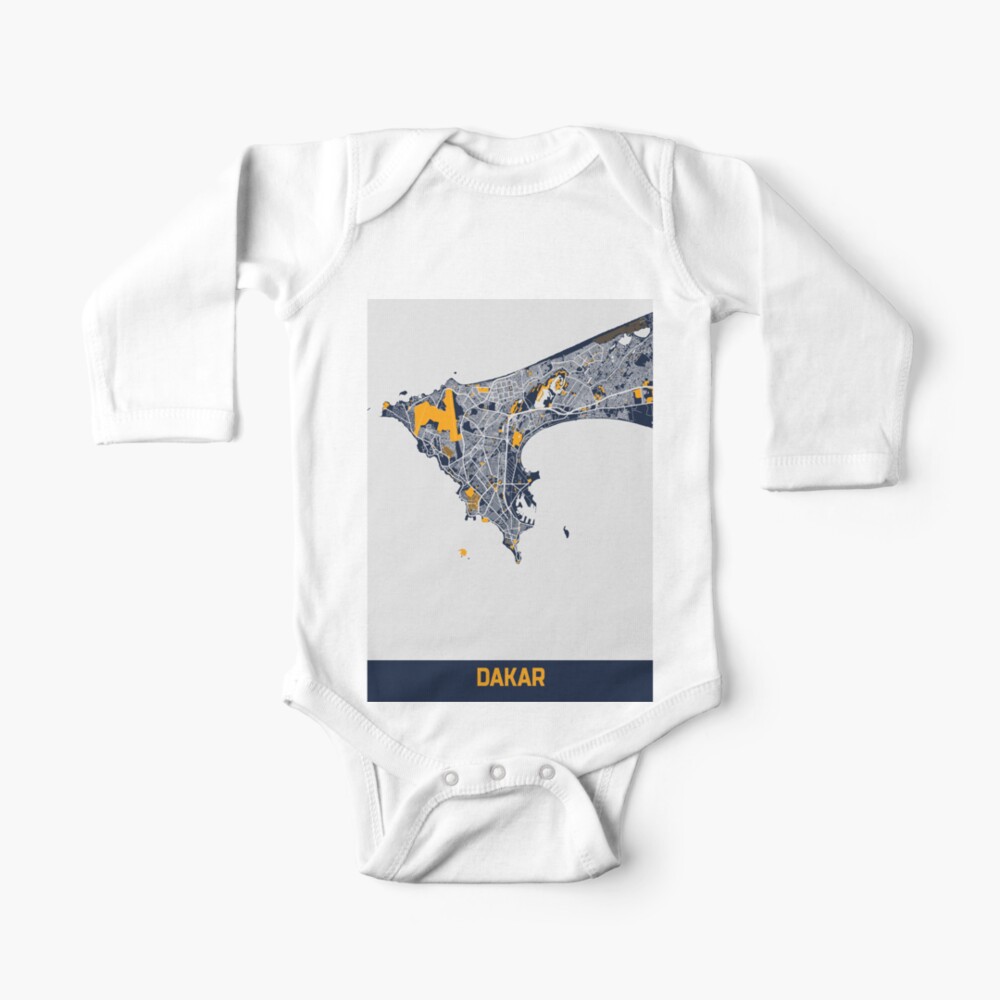 Fresh City Map Of Dakar Senegal West Africa Baby One Piece By Kuotee Designs Redbubble