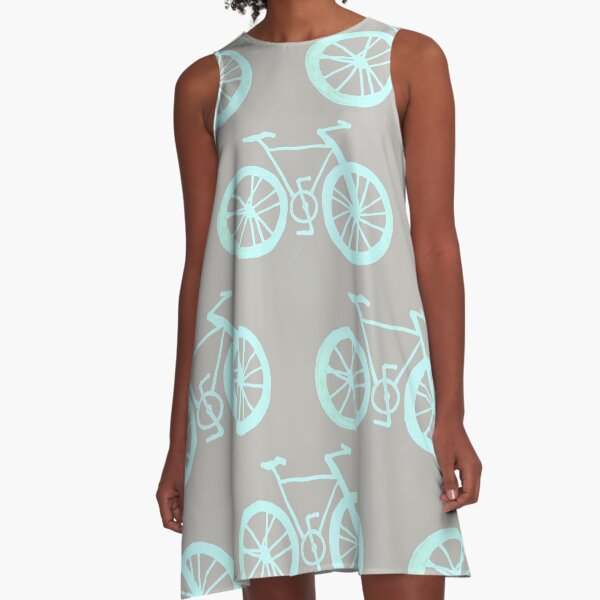 Bike in Mint and Grey A-Line Dress