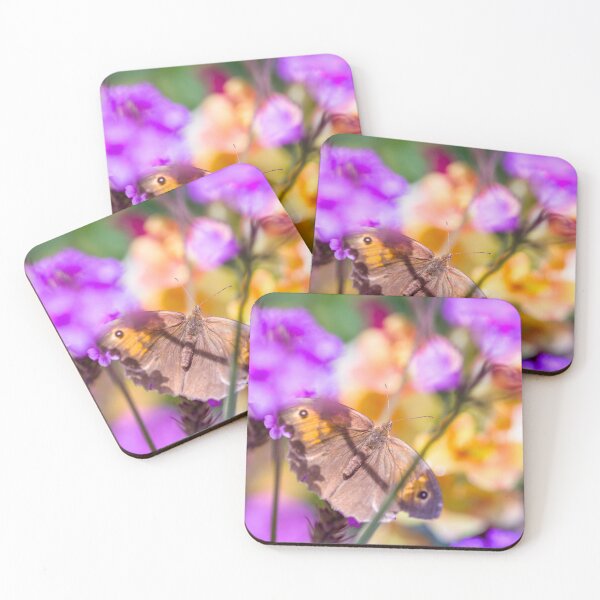Item preview, Pretty butterfly on yellow and purple flowers designed and sold by CyaniRose.