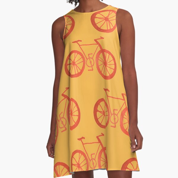 Bikes in Red and Orange A-Line Dress