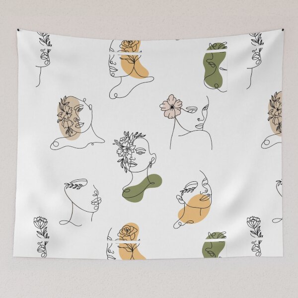 Item preview, Flowers & Female Face Line Art  designed and sold by Dollfacedesign.