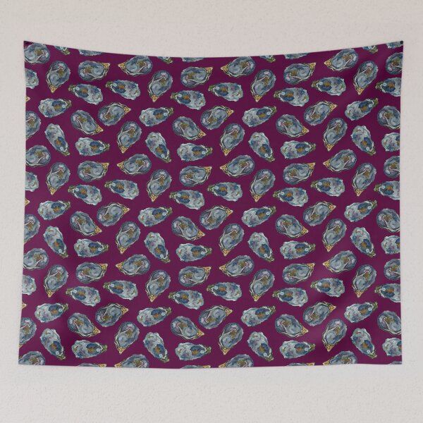 Item preview, Oysters on the half shell - solid purple background  designed and sold by cityette.