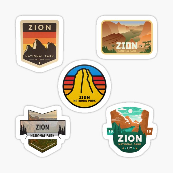 Vista previa del artículo con la obra «Paquete de 5 pegatinas del Parque Nacional Zion.», diseñado y vendido por Ibrahim Aslanoglu.