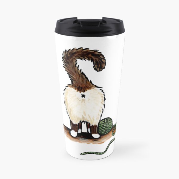 Long Haired Cat Butt Travel Mug