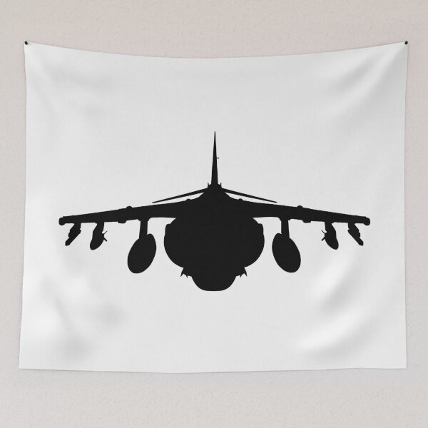 Item preview, British Army of an British military Royal Air Force, navy aircraft the Harrier jump jet from McDonnell Douglas AV-8b. Realistic silhouette Vertical Take-Off and Landing Harrier jet. designed and sold by Marcin Adrian.