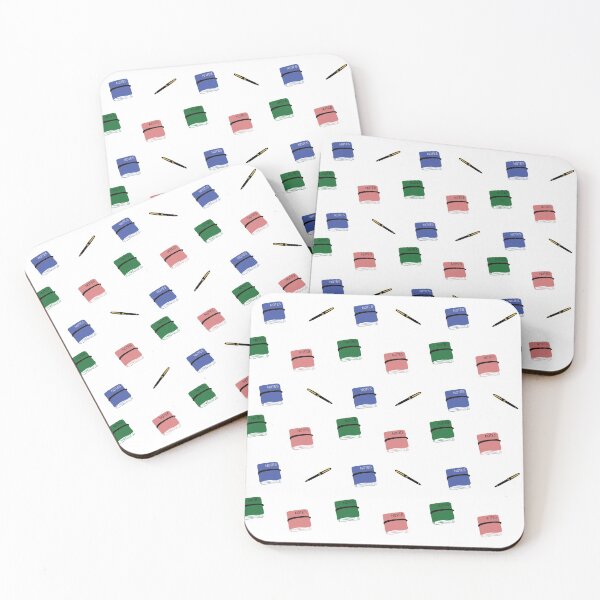 Item preview, Moleskin Notebook and Pen Print in Coral, Green, Blue, and Black designed and sold by LavenderMint.