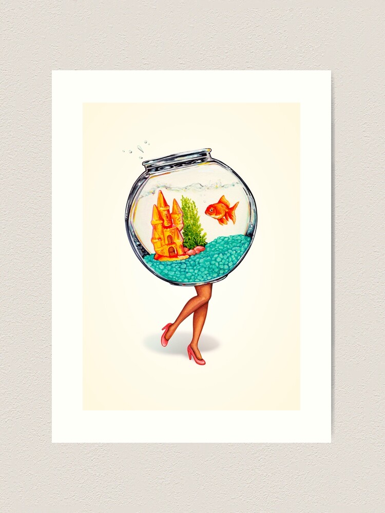 Mermaid in a fishing bowl Art Print for Sale by SlightlyOdd