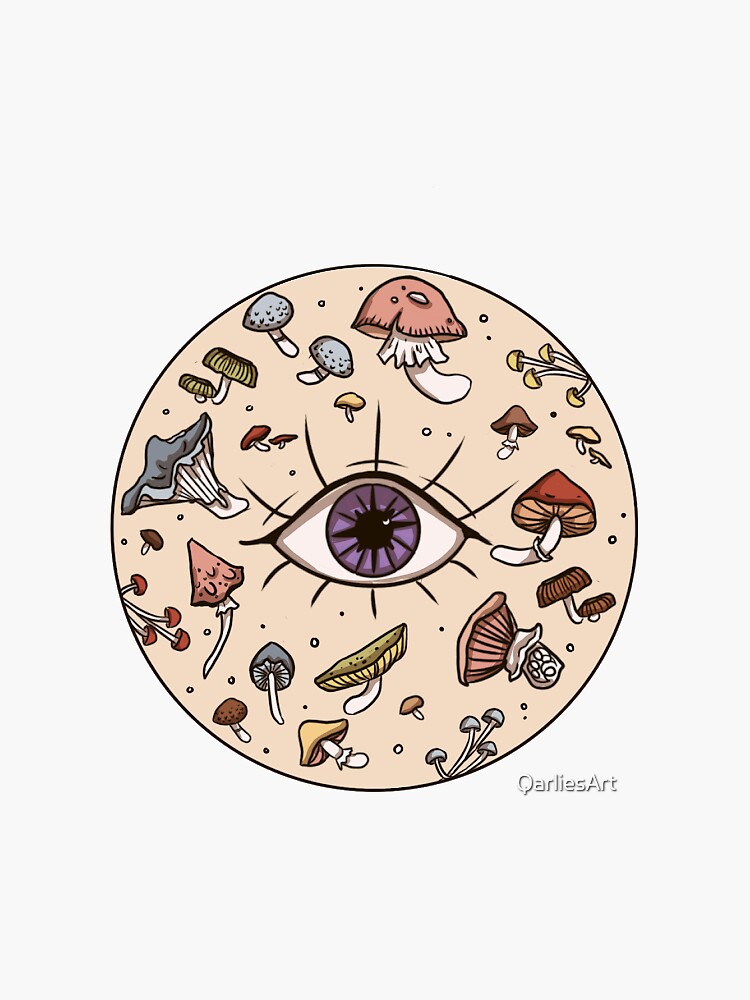 Thumbnail 3 of 3, Sticker, Pastel Mushroom Blink designed and sold by QarliesArt.